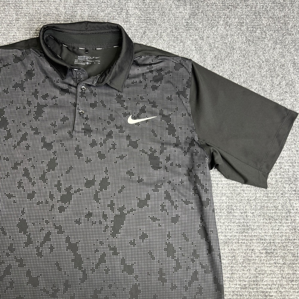 Nike Golf Mens Dri-FIT Digital Camo Polo Shirt Black Grey 725535-010 XL